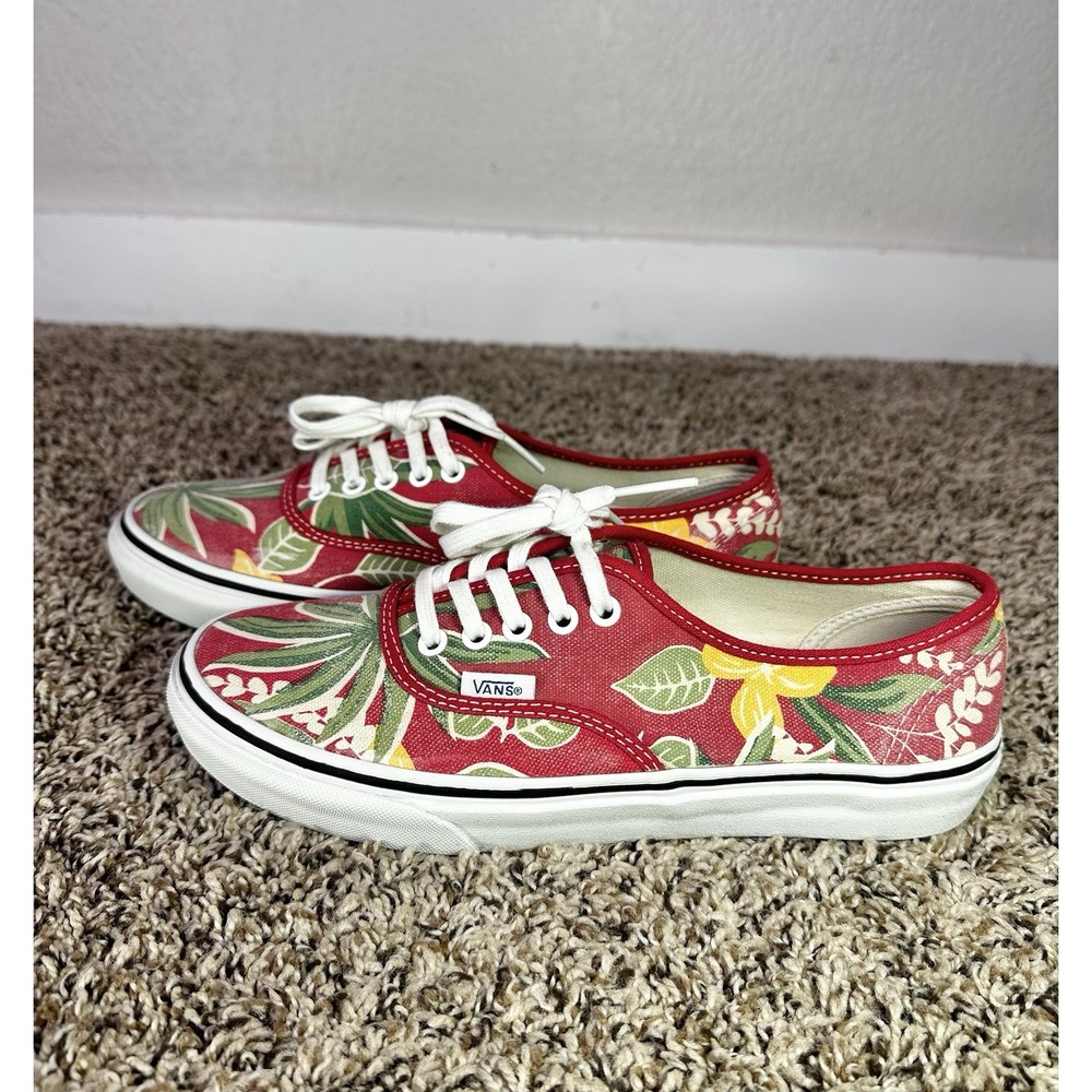 Vans Authentic Hawaiian Floral Shoes Mens 6.5 Women's Size 8 Red